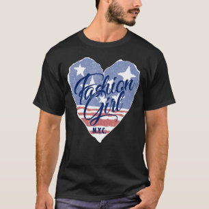 Camiseta Bandeira Nova Iorque Americana da Moça Patriótica