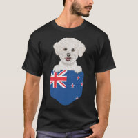 Bandeira Nova Zelândia Bichons Frise Cão Em Pocket