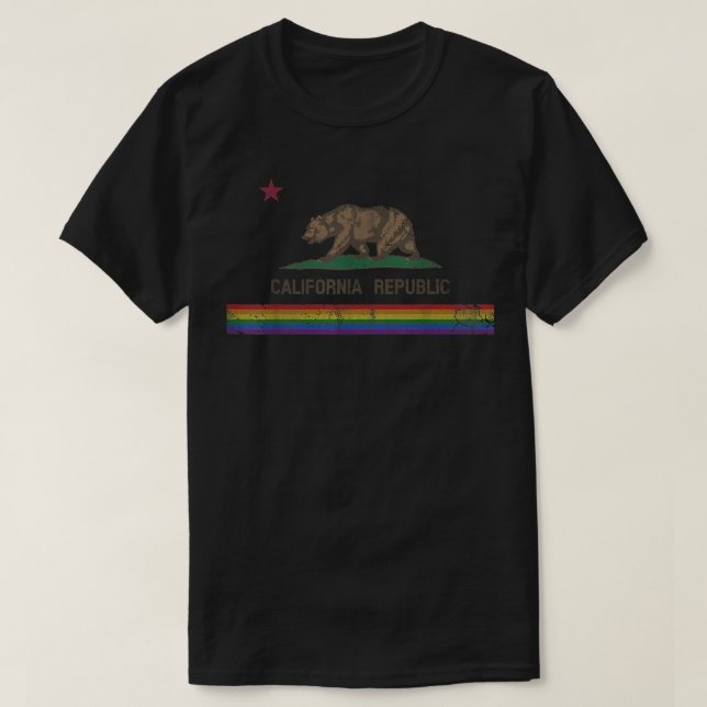 Camiseta Bandeira Orgulho gay LGBT da República da Califórn (Frente do Design)