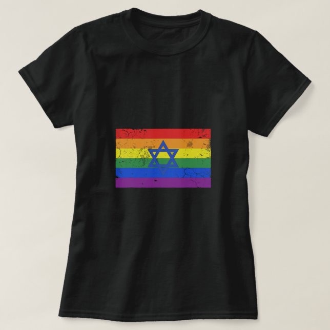 Camiseta Bandeira Orgulho gay LGBT de Israel Judeu (Frente do Design)