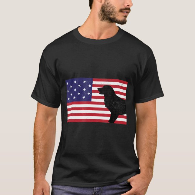 Camiseta Bandeira Ouro Americano Retriever-Patriótica Bande (Frente)