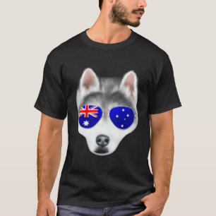 Camiseta Bandeira OZ Engraçada Husky Siberiano Austrália Bo