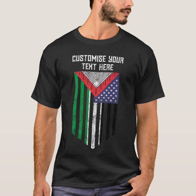 Camiseta Bandeira palestina-americana - Salve a Palestina - (Frente)