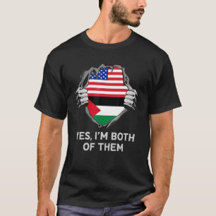 Camiseta Bandeira Palestina meio-americana meio-palestina d