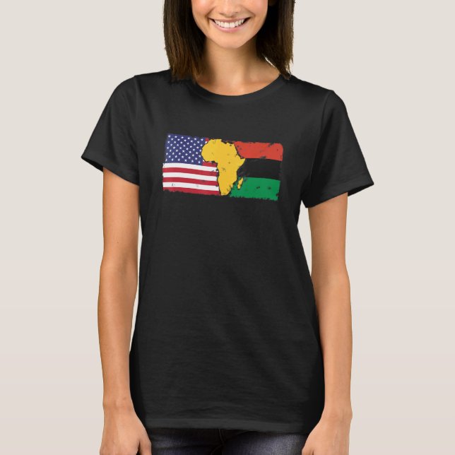 Camiseta Bandeira Pan-Africana E Americana (Frente)