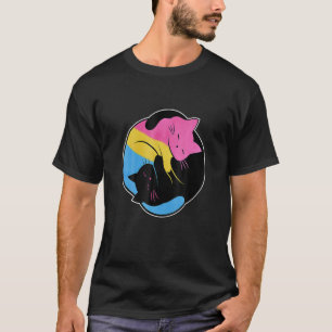Camiseta Bandeira Pansexual do Orgulho do Gato Yin Yang Lgb