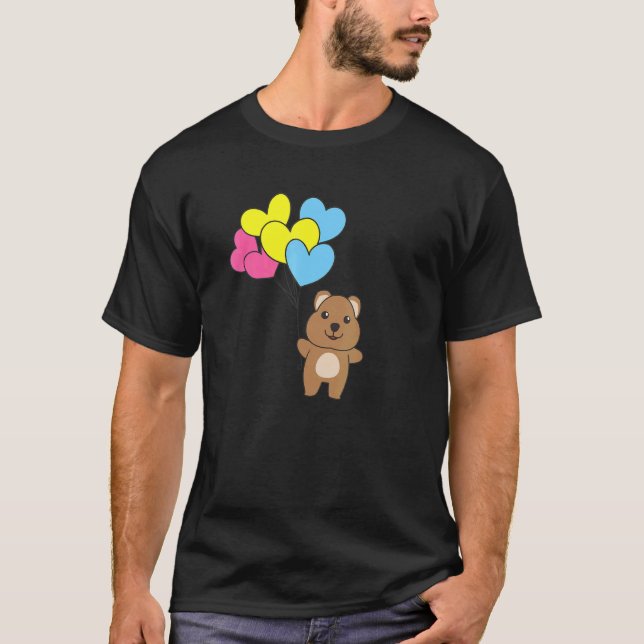 Camiseta Bandeira Pansexual Orgulho de Corações Balões Lgbt (Frente)