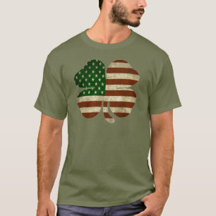Camiseta Bandeira Patriota do Shamrock Irlandês Americano