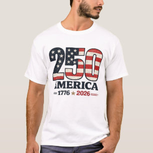 Camiseta Bandeira Patriótica América 250 Minimalista 1776–2