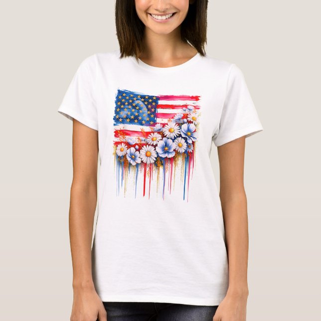 Camiseta Bandeira Patriótica Americana (Frente)