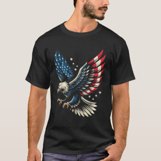 Camiseta Bandeira Patriótica Americana Bald Eagle 4 De Julh