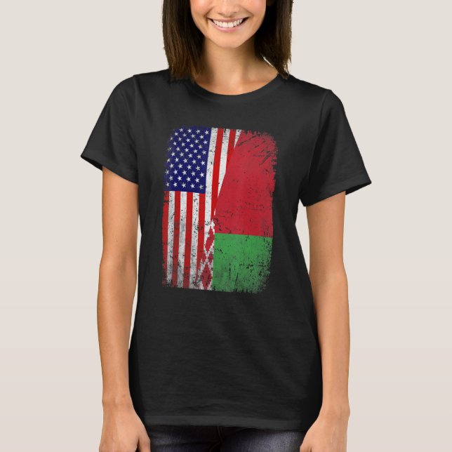 Camiseta Bandeira Patriótica Americana da Bielorrússia Dist (Frente)