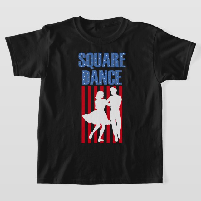 Camiseta Bandeira Patriótica Americana de Dança Quadrada Oc (Postura )