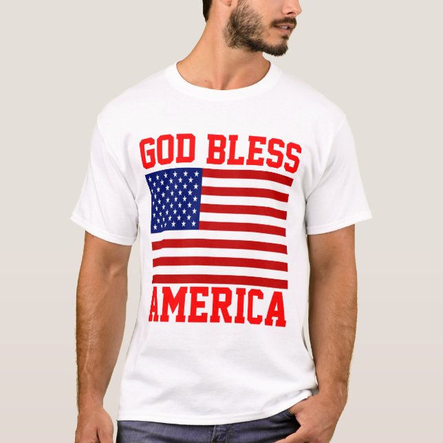 Camiseta Bandeira Patriótica Americana Deus Abençoe a Améri (Frente)