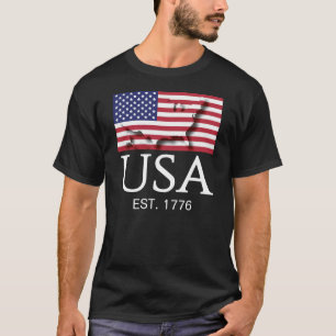 Camiseta Bandeira Patriótica Americana EUA Est 1776 4 de Ju