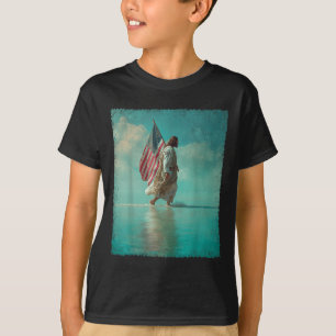 Camiseta Bandeira Patriótica Americana Jesus Andando na Águ