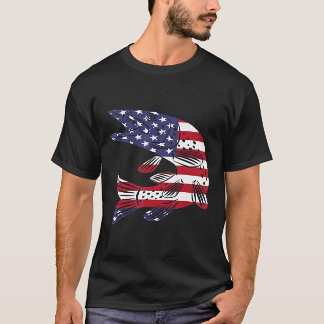 Camiseta Bandeira Patriótica Americana Pike Amp Musky F (Frente)