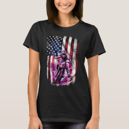 Camiseta Bandeira Patriótica Americana Rosa Motocross