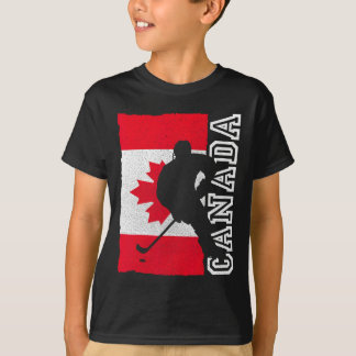 Camiseta Bandeira Patriótica Canadiana de Hockey