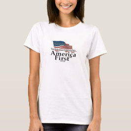 Camiseta Bandeira Patriótica Citação de Trump America First