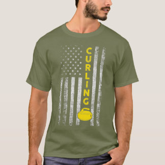 Camiseta Bandeira Patriótica Curling Estados Unidos