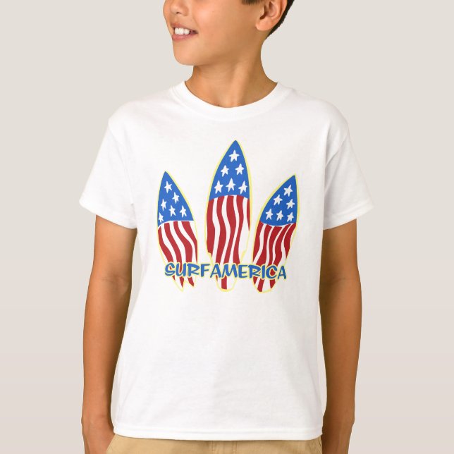 Camiseta Bandeira Patriótica da América do surf (Frente)
