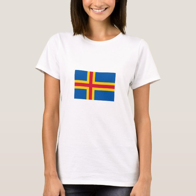Camiseta Bandeira Patriótica das Ilhas Åland (Frente)