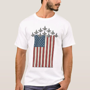 Camiseta Bandeira Patriótica de Avião de Combate Engraving