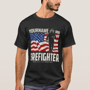 Camiseta Bandeira Patriótica de Resgate do Bombeiro Persona