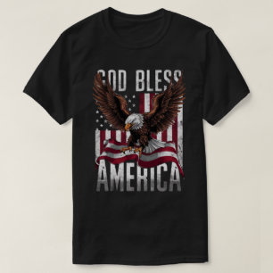 Camiseta Bandeira Patriótica Deus Abençoou a América Águia 