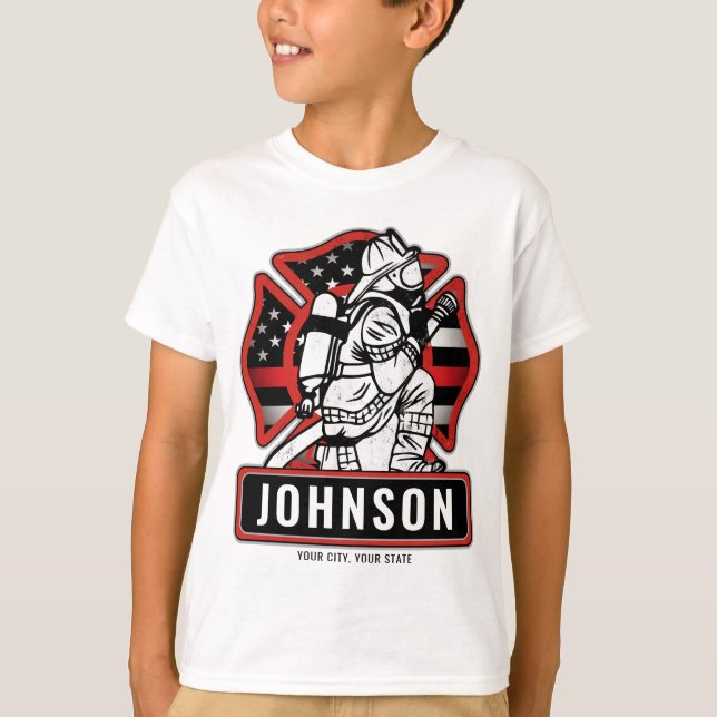 Camiseta Bandeira Patriótica do Bombeiro Personalizado (Frente)