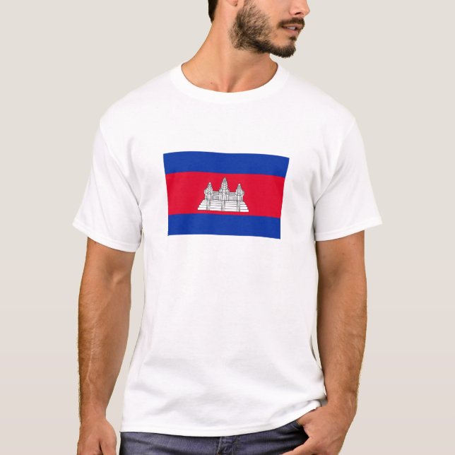 Camiseta Bandeira Patriótica do Camboja (Frente)