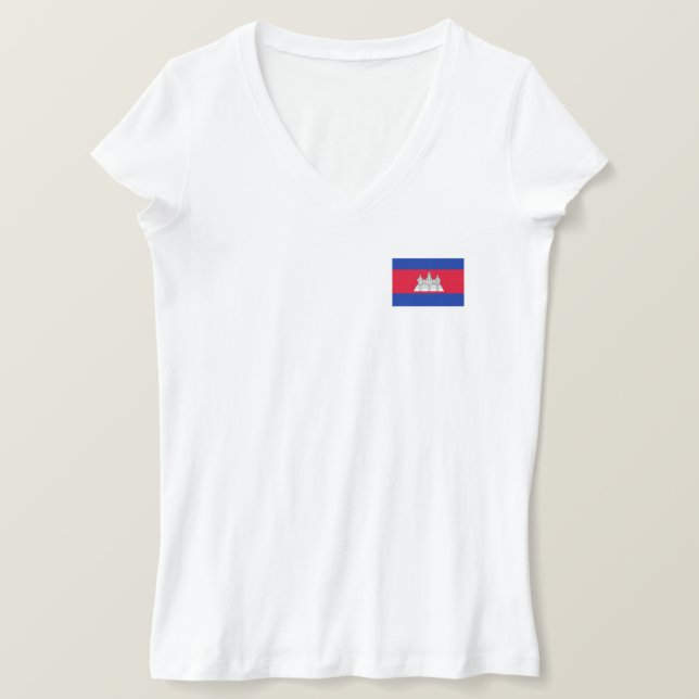 Camiseta Bandeira Patriótica do Camboja (Frente do Design)