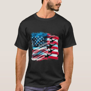 Camiseta Bandeira Patriótica Dos EUA Aviões De Combate Meni
