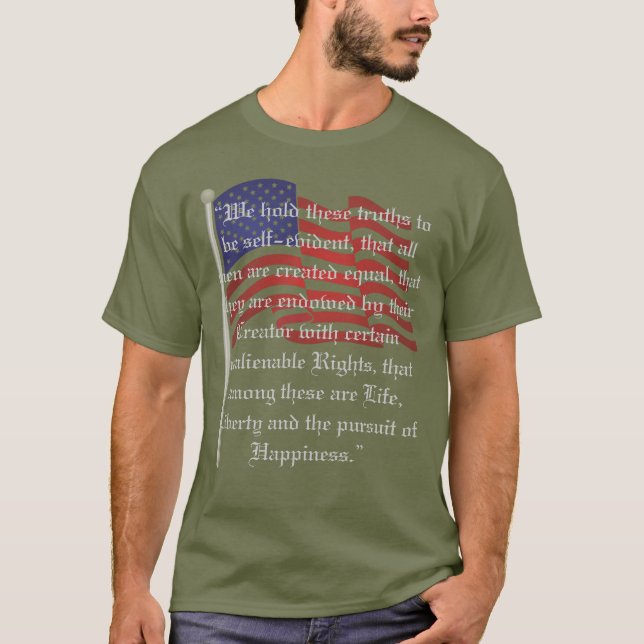 Camiseta Bandeira Patriótica e Declaração de Independência (Frente)