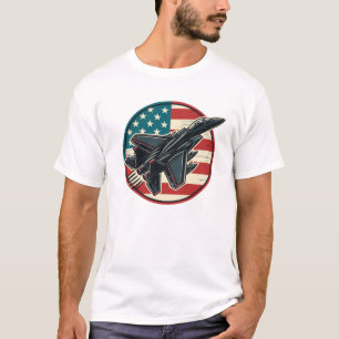 Camiseta Bandeira Patriótica e F-15 Jet
