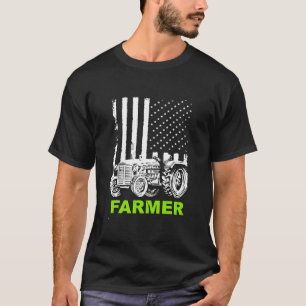 Camiseta Bandeira Patriótica Farmer Com Trator Para Homens