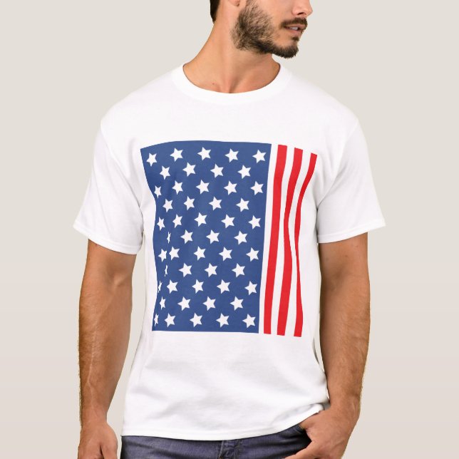 Camiseta Bandeira Patriótica Vermelha, Branca e Azul (Frente)