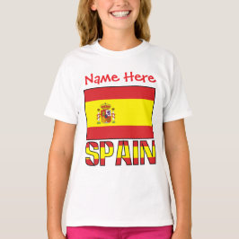 Camiseta Bandeira Personalizada da Espanha Meninas Herança