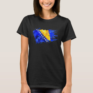 Camiseta Bandeira Pintada Da Bósnia E Herzegovina