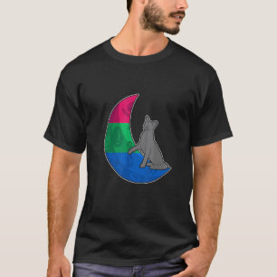 Camiseta Bandeira Polissexual Lua Gato LGBTQ Espaço Seguro