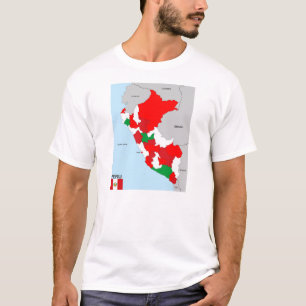 Camiseta bandeira política do mapa do país de peru