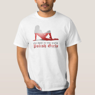 Camiseta Bandeira polonesa da silhueta da menina