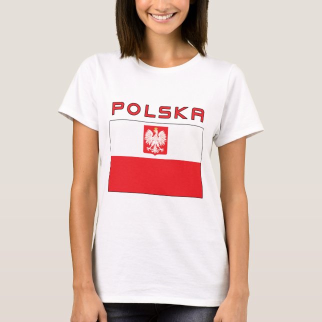 Camiseta Bandeira polonesa do falcão com Polska (Frente)