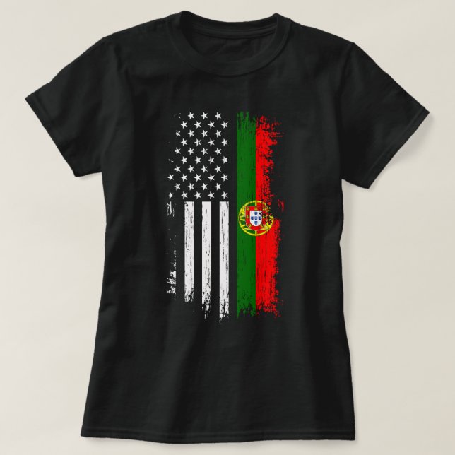 Camiseta Bandeira Portuguesa Americana Hoodie - Orgulho Por (Frente do Design)