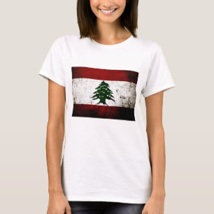 Camiseta Bandeira preta de Líbano do Grunge