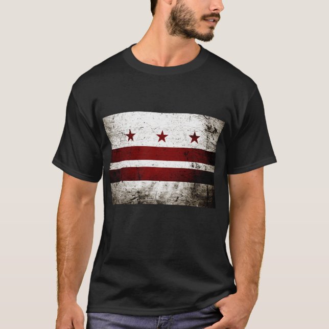 Camiseta Bandeira preta do Washington DC do Grunge (Frente)