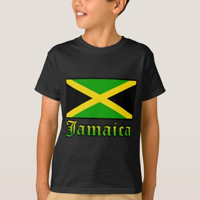 Camiseta Bandeira, preto, verde e amarelo de Jamaica (Frente)