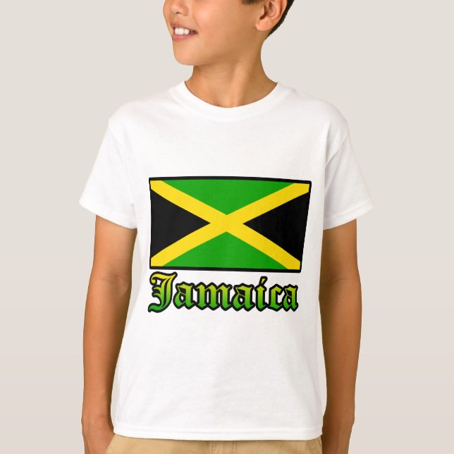 Camiseta Bandeira, preto, verde e amarelo de Jamaica (Frente)
