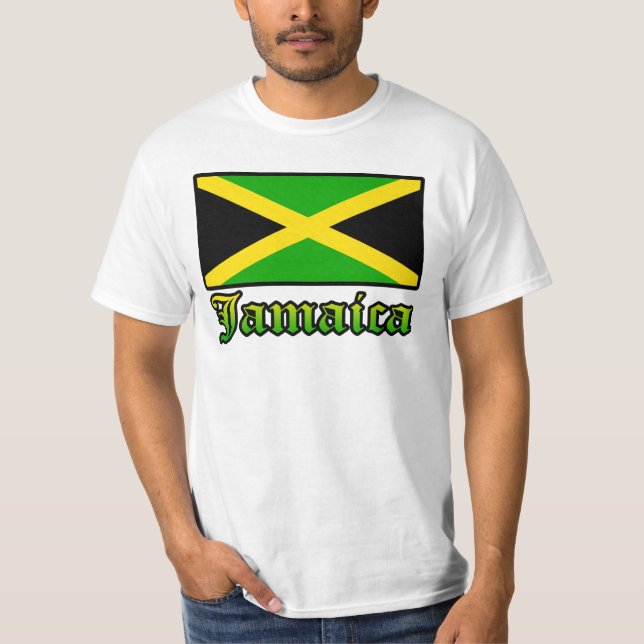 Camiseta Bandeira, preto, verde e amarelo de Jamaica (Frente)